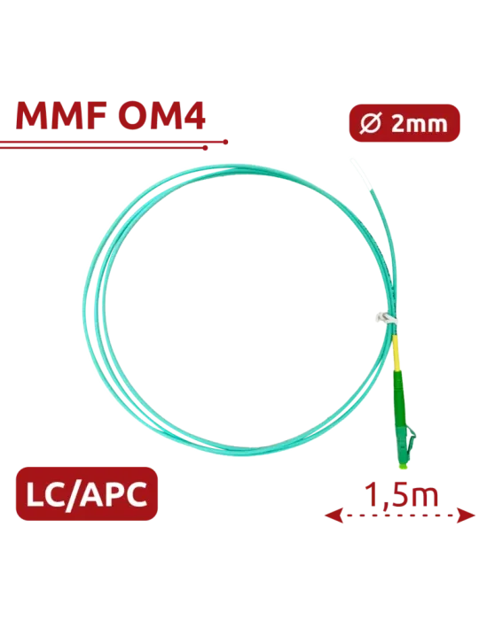 SAFIRE Pigtail de fibra óptica - Fibra multimodo OM4 - Conector LC APC