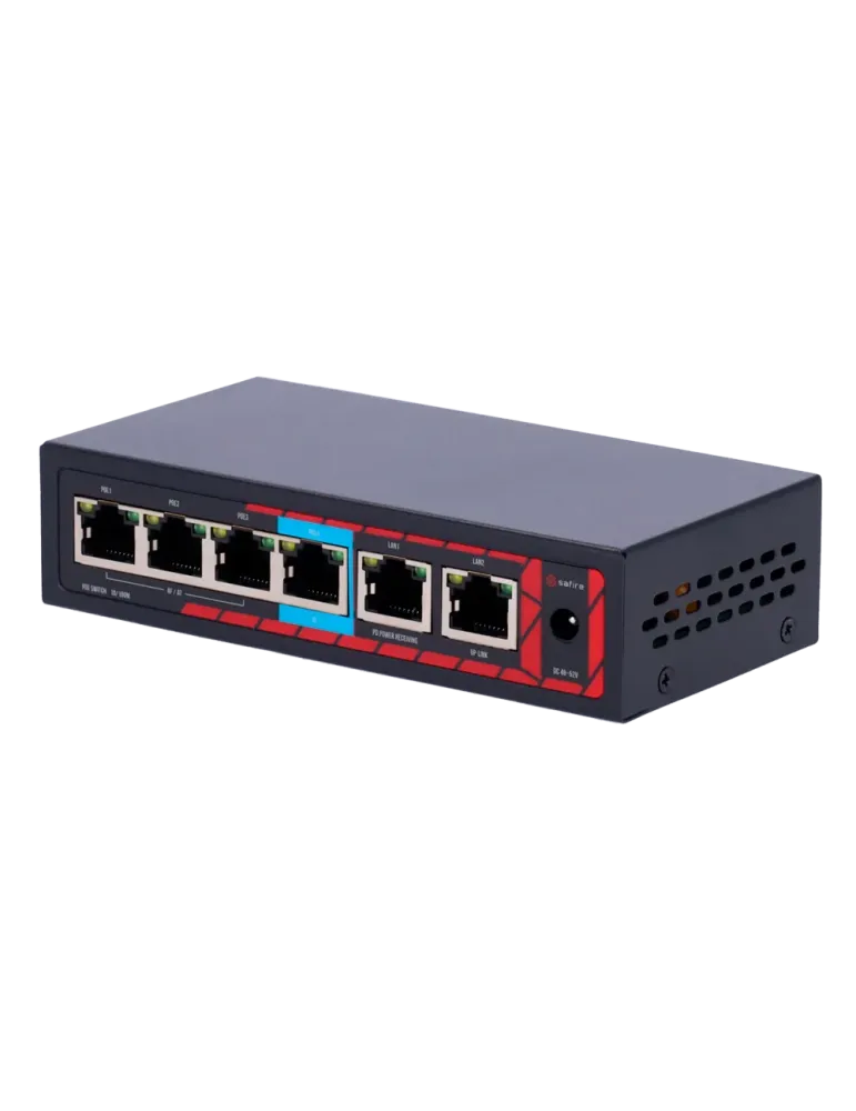 Safire Indoor Hi-PoE Extender Switch - Amplía alcance alimentación PoE