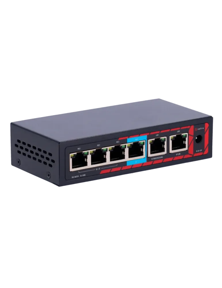 Safire Indoor Hi-PoE Extender Switch - Amplía alcance alimentación PoE