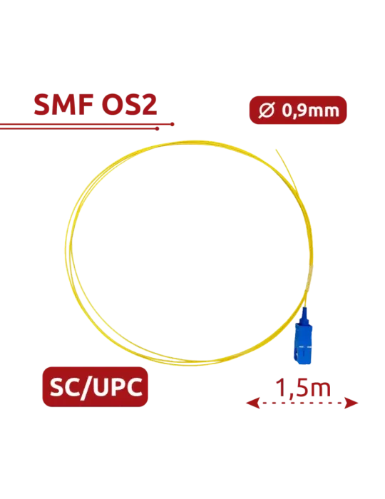 SAFIRE Pigtail de fibra óptica - Fibra monomodo OS2 - Conector SC UPC