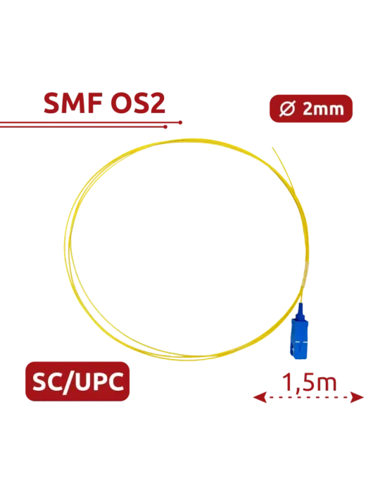 SAFIRE Pigtail de fibra óptica - Fibra monomodo OS2 - Conector SC UPC