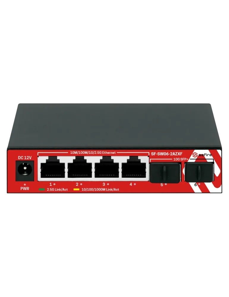 SAFIRE Switch Multigagibit 2,5Gbps - 4 puertos + 2 Uplink SFP 10G - Ve