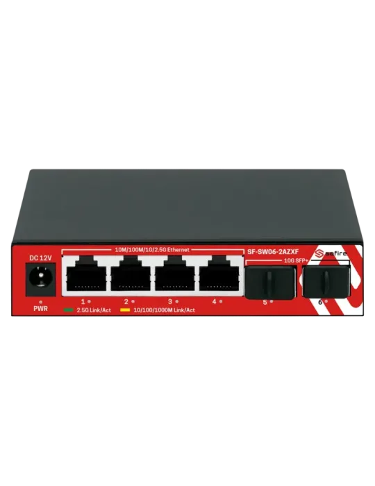 SAFIRE Switch Multigagibit 2,5Gbps - 4 puertos + 2 Uplink SFP 10G - Ve