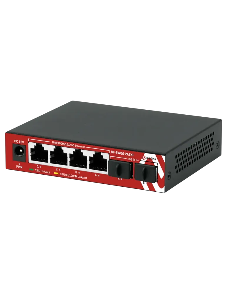 SAFIRE Switch Multigagibit 2,5Gbps - 4 puertos + 2 Uplink SFP 10G - Ve