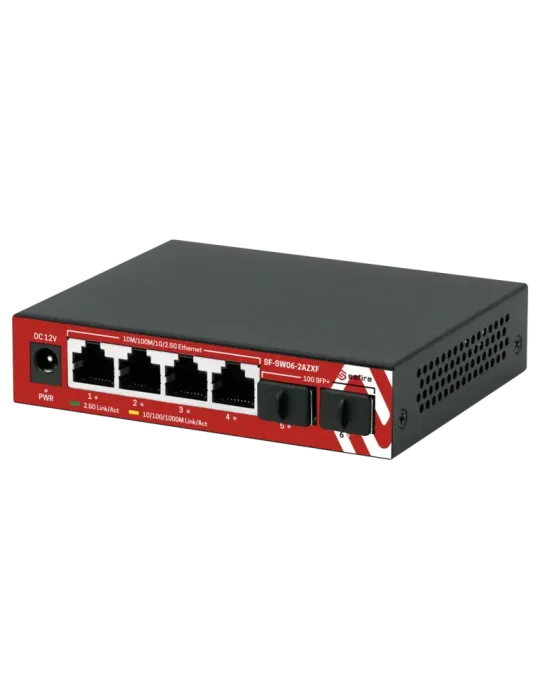 SAFIRE Switch Multigagibit 2,5Gbps - 4 puertos + 2 Uplink SFP 10G - Ve