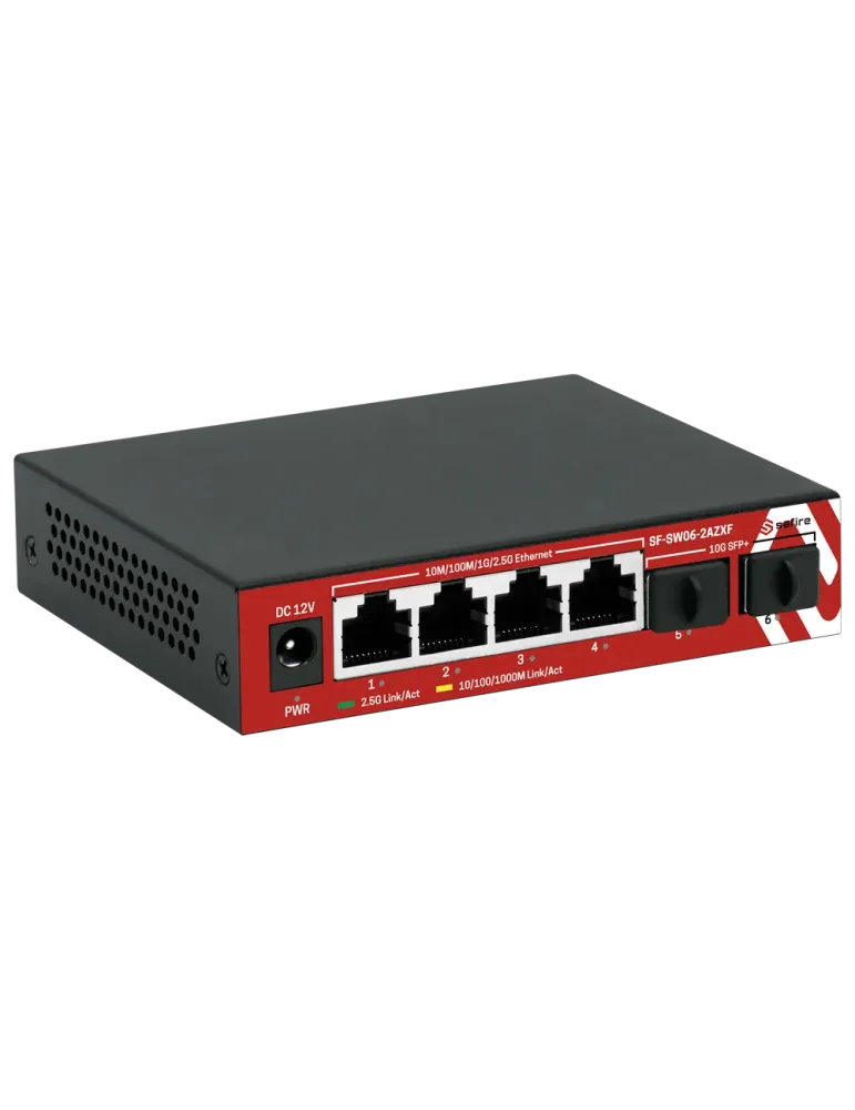 SAFIRE Switch Multigagibit 2,5Gbps - 4 puertos + 2 Uplink SFP 10G - Ve