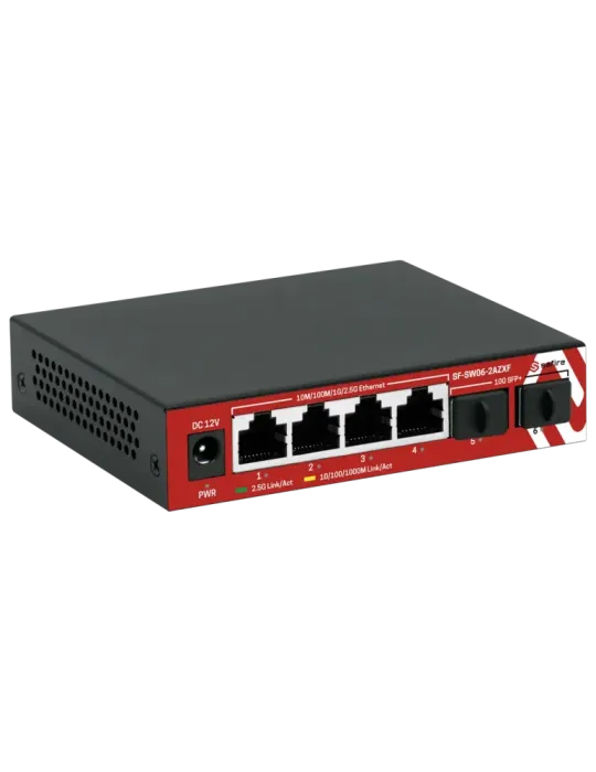 SAFIRE Switch Multigagibit 2,5Gbps - 4 puertos + 2 Uplink SFP 10G - Ve