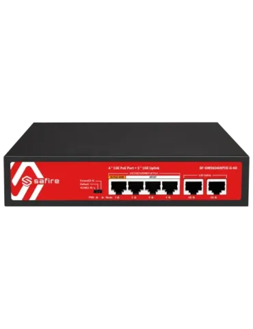 Safire Switch PoE - 4 puertos PoE + 2 Uplink RJ45 - Velocidad de puert