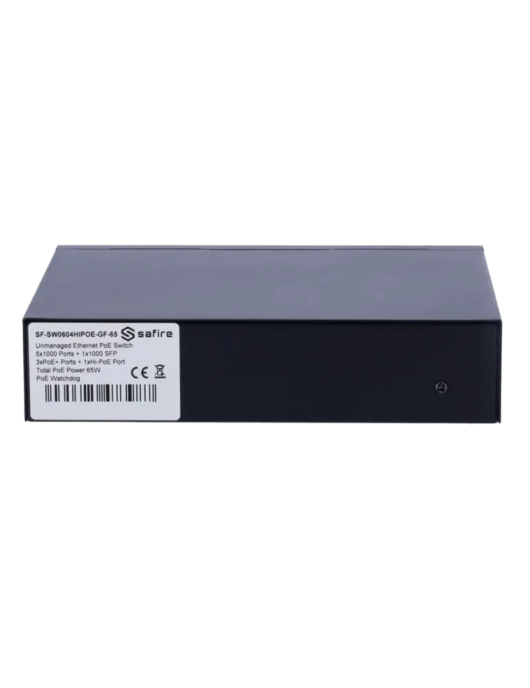 Safire Switch Hi-PoE - 4 puertos PoE + 1 Uplink RJ45 + 1 Uplink SFP -