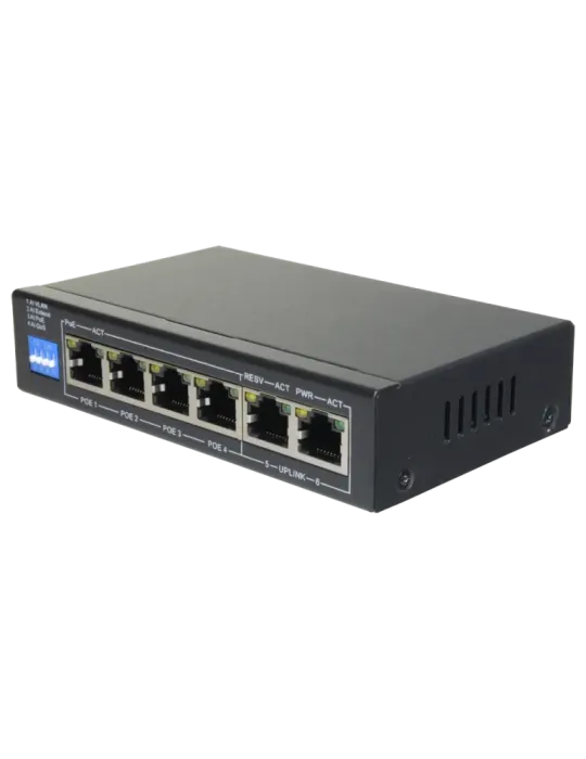 SAFIRE Switch PoE - 4 puertos PoE + 2 Uplink RJ45 - Velocidad hasta 10