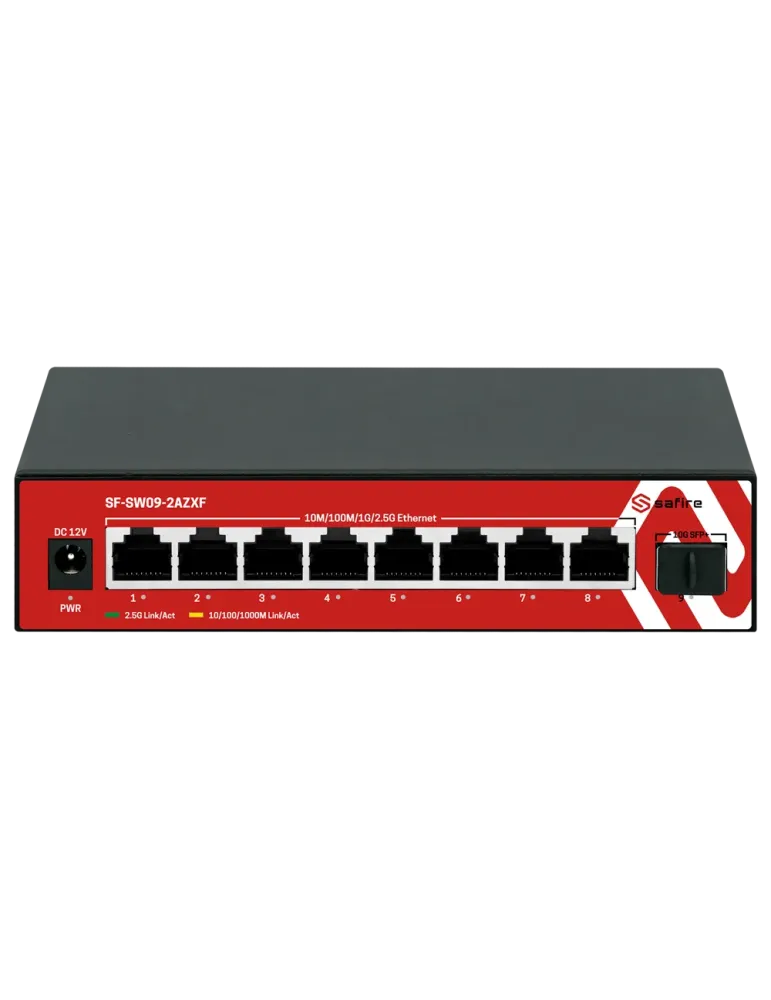 SAFIRE Switch Multigagibit 2,5Gbps - 8 puertos + 1 Uplink SFP 10G - Ve