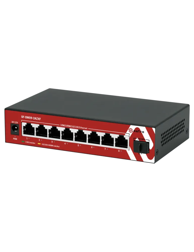 SAFIRE Switch Multigagibit 2,5Gbps - 8 puertos + 1 Uplink SFP 10G - Ve