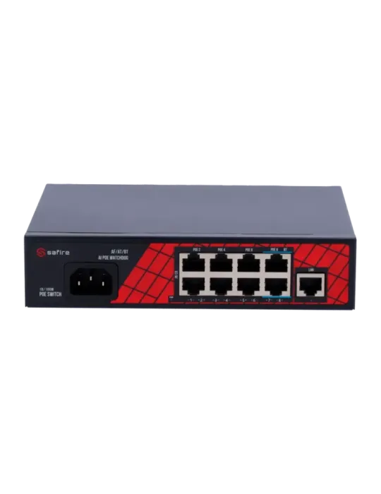 Safire Switch Hi-PoE - 8 puertos PoE + 1 Uplink RJ45 - Velocidad de pu