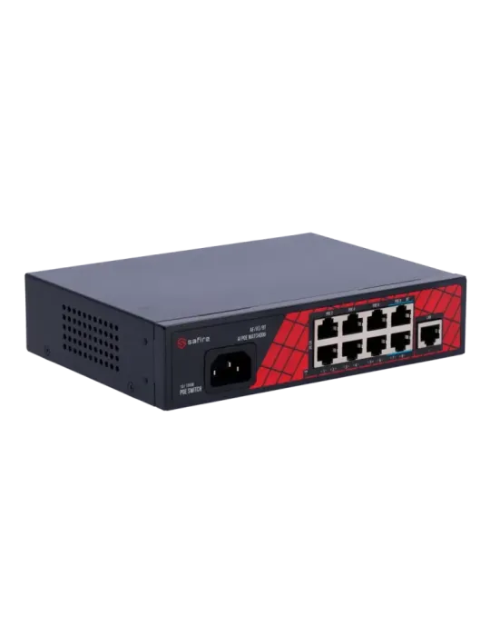Safire Switch Hi-PoE - 8 puertos PoE + 1 Uplink RJ45 - Velocidad de pu