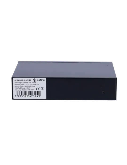 Safire Switch Hi-PoE - 8 puertos PoE + 1 Uplink RJ45 - Velocidad de pu