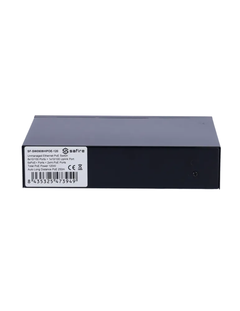 Safire Switch Hi-PoE - 8 puertos PoE + 1 Uplink RJ45 - Velocidad de pu