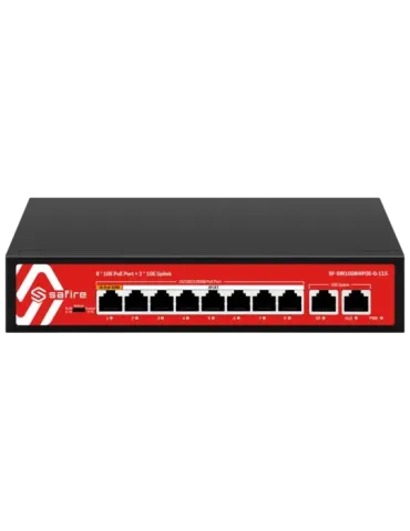 Safire Switch Hi-PoE - 8 puertos PoE + 2 Uplink RJ45 - 10x 10/100/1000