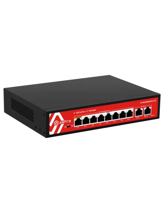 Safire Switch Hi-PoE - 8 puertos PoE + 2 Uplink RJ45 - 10x 10/100/1000