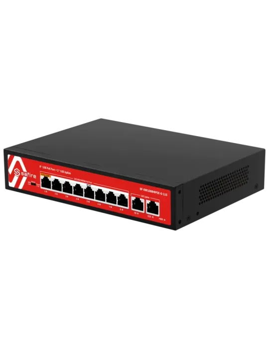 Safire Switch Hi-PoE - 8 puertos PoE + 2 Uplink RJ45 - 10x 10/100/1000