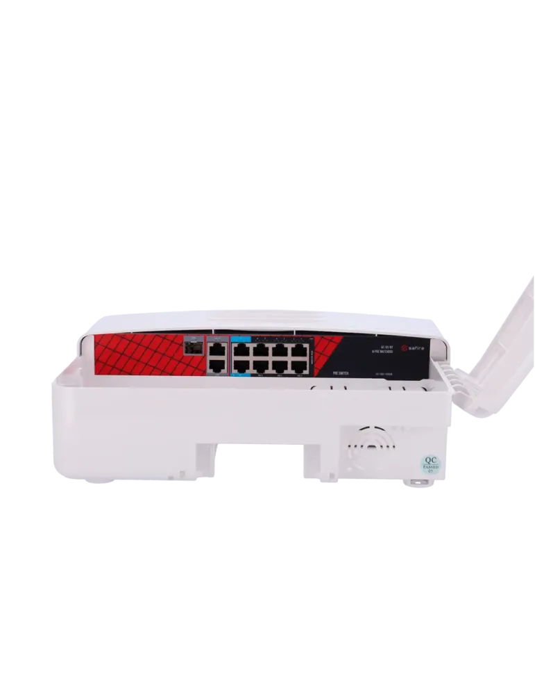 SAFIRE Switch PoE Exterior - 6 RJ45 PoE+ 2 RJ45 Hi-PoE 2 RJ45 Uplink 1