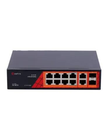 Safire Switch Hi-PoE - 8 puertos PoE + 2 SFP + 2 RJ45 - Velocidad de p