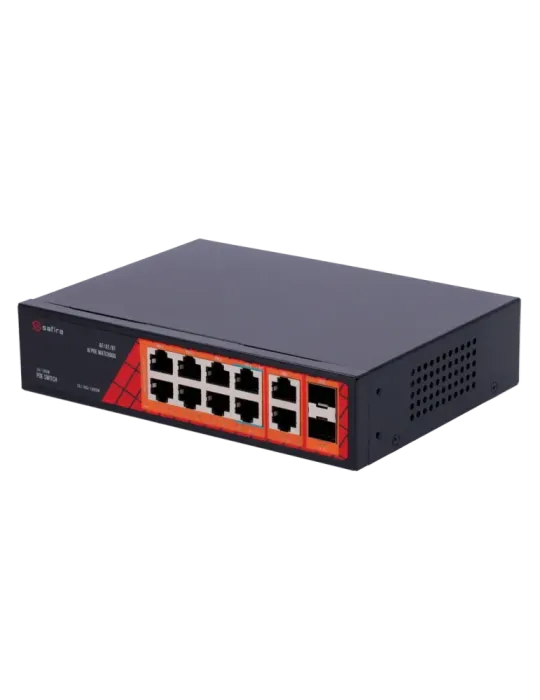Safire Switch Hi-PoE - 8 puertos PoE + 2 SFP + 2 RJ45 - Velocidad de p