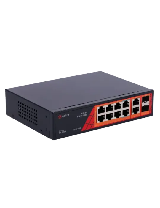 Safire Switch Hi-PoE - 8 puertos PoE + 2 SFP + 2 RJ45 - Velocidad de p