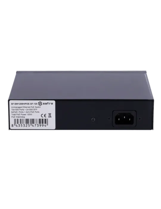 Safire Switch Hi-PoE - 8 puertos PoE + 2 SFP + 2 RJ45 - Velocidad de p