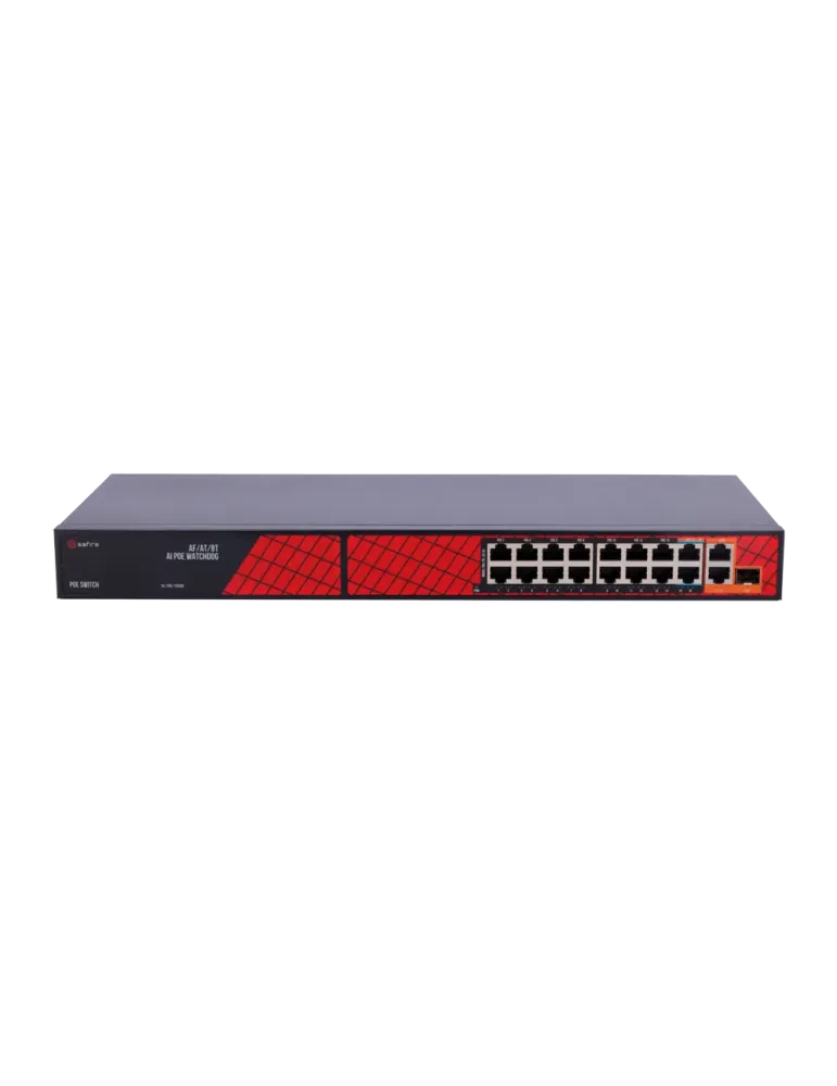 Safire Switch Hi-PoE - 16 Puertos PoE + 2 Uplink RJ45 + 1 Uplink SFP -