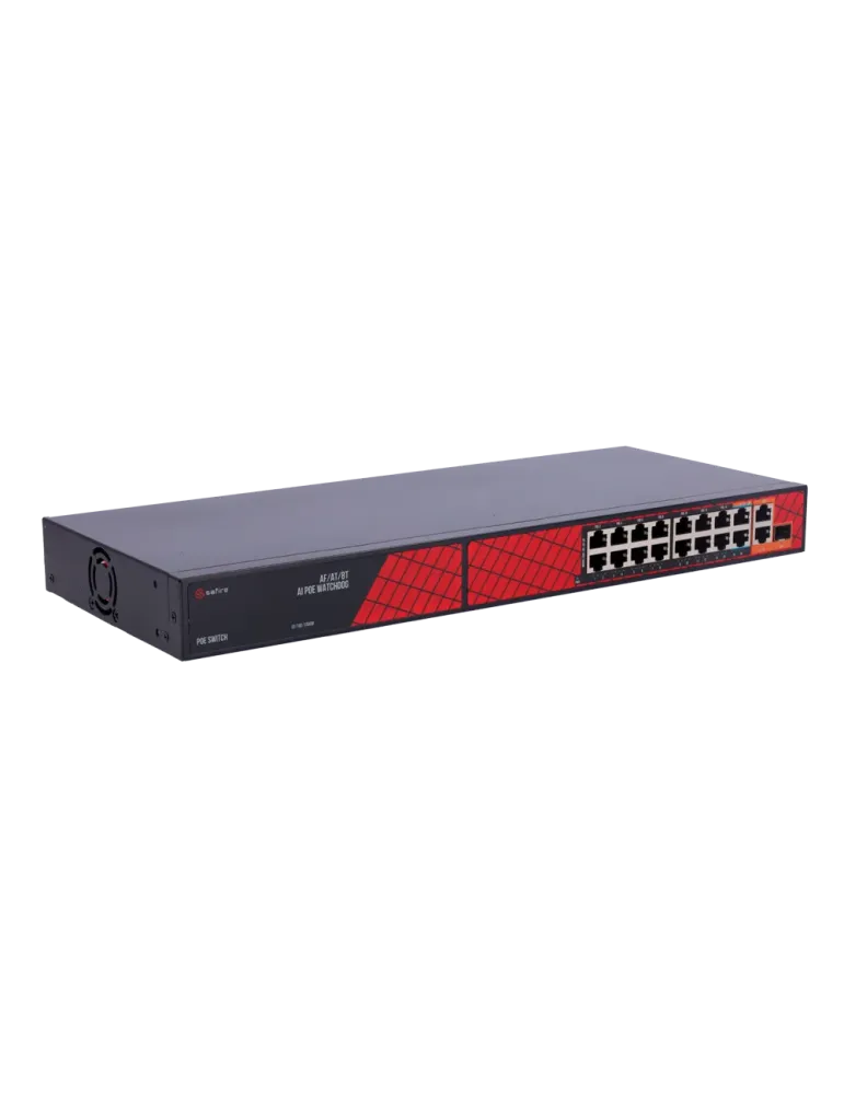 Safire Switch Hi-PoE - 16 Puertos PoE + 2 Uplink RJ45 + 1 Uplink SFP -