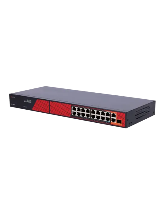 Safire Switch Hi-PoE - 16 Puertos PoE + 2 Uplink RJ45 + 1 Uplink SFP -