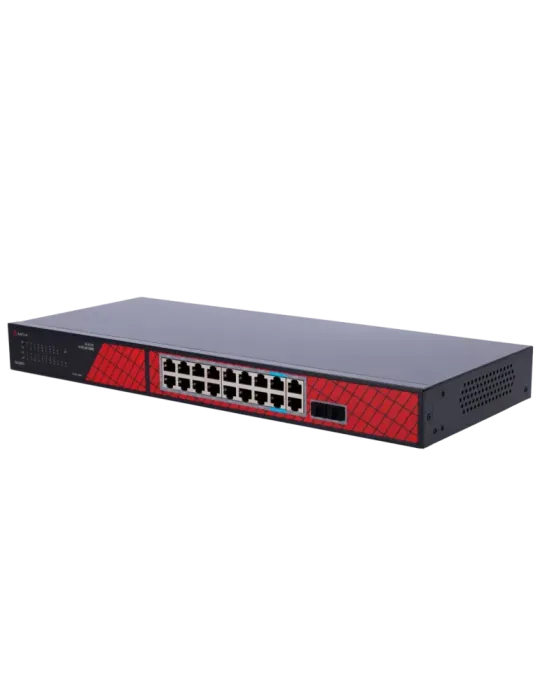 Safire Switch Hi-PoE - 16 puertos PoE + 2 SFP + 2 RJ45 - Velocidad de