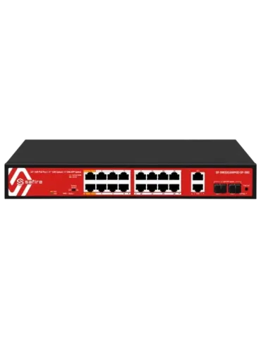Safire Switch Hi-PoE - 16 puertos PoE + 2 SFP + 2 RJ45 - Velocidad de