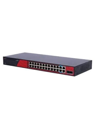 Safire Switch Hi-PoE - 24 puertos + 2 SFP Uplink + 2 Uplink RJ45 - Vel