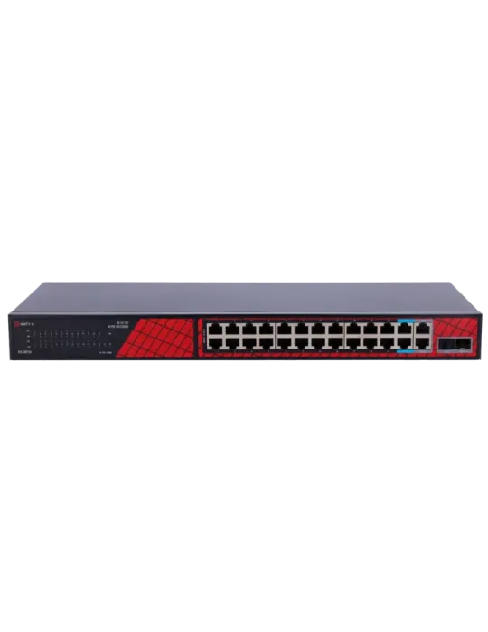 Safire Switch Hi-PoE - 24 puertos + 2 SFP Uplink + 2 Uplink RJ45 - Vel