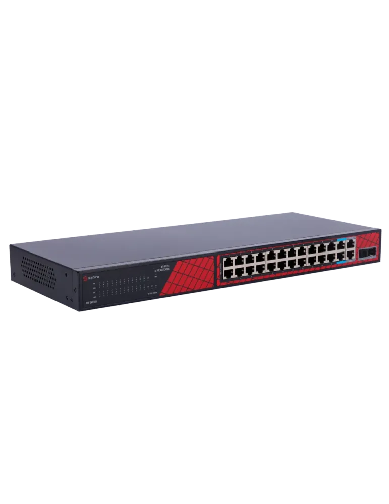 Safire Switch Hi-PoE - 24 puertos + 2 SFP Uplink + 2 Uplink RJ45 - Vel