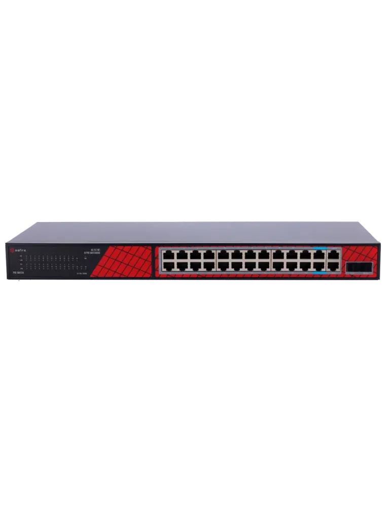 Safire Switch Hi-PoE - 24 puertos + 2 SFP Uplink + 2 Uplink RJ45 - Vel