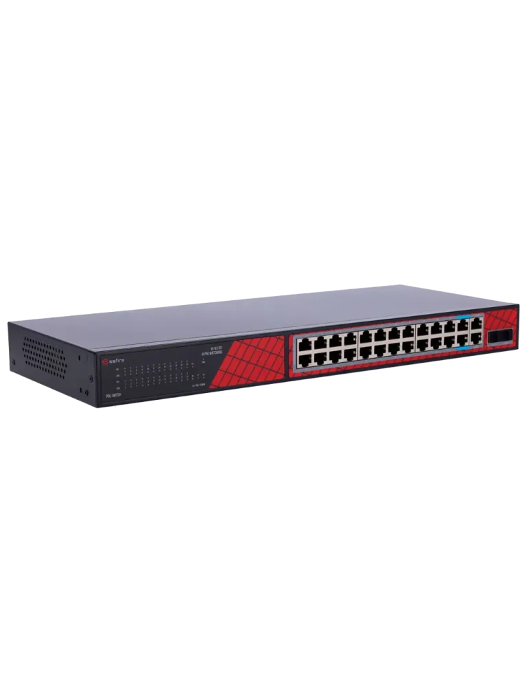 Safire Switch Hi-PoE - 24 puertos + 2 SFP Uplink + 2 Uplink RJ45 - Vel