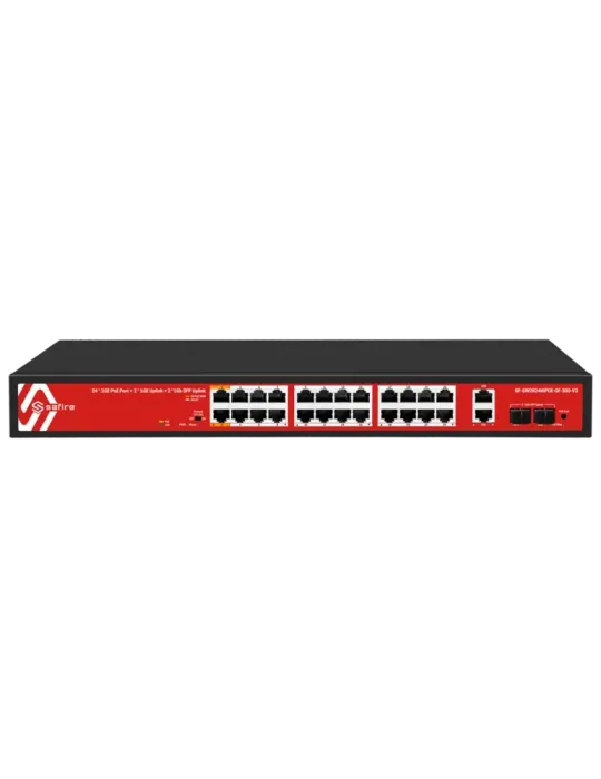 Safire Switch Hi-PoE - 24 puertos PoE + 2 SFP + 2 RJ45 - Velocidad de