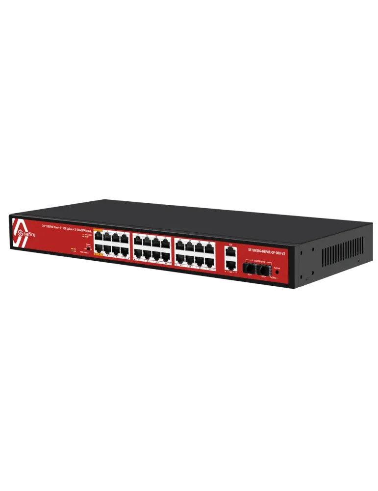 Safire Switch Hi-PoE - 24 puertos PoE + 2 SFP + 2 RJ45 - Velocidad de