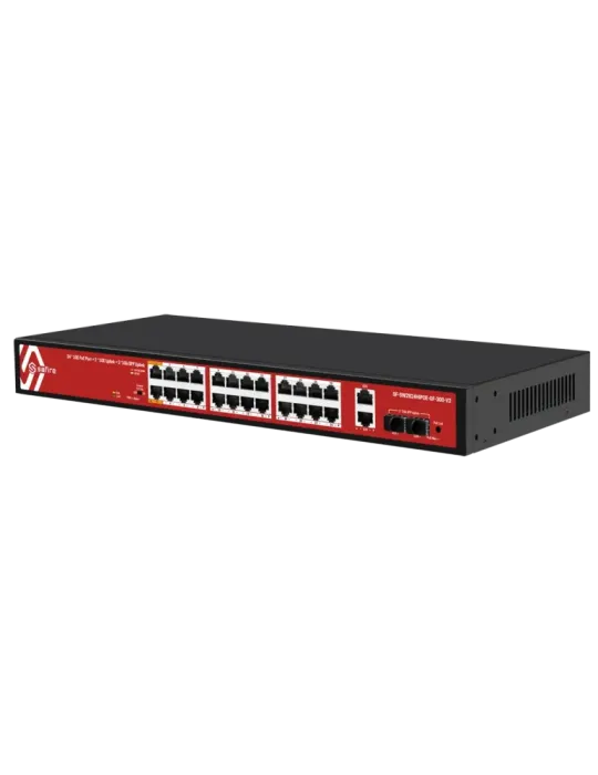 Safire Switch Hi-PoE - 24 puertos PoE + 2 SFP + 2 RJ45 - Velocidad de