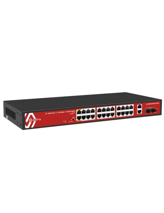 Safire Switch Hi-PoE - 24 puertos PoE + 2 SFP + 2 RJ45 - Velocidad de