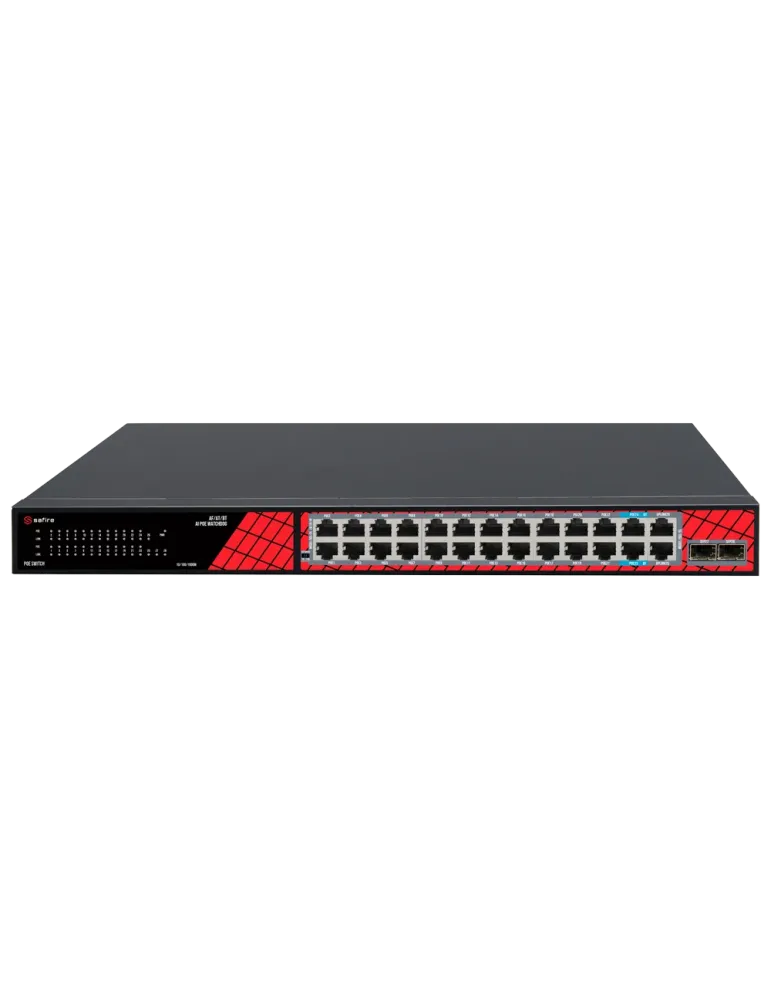 Safire Switch Hi-PoE - 24 puertos + 2.5GE SFP Uplink + 2 Uplink RJ45 -
