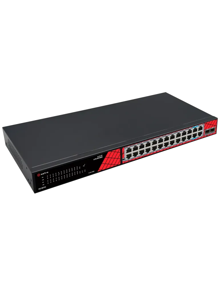 Safire Switch Hi-PoE - 24 puertos + 2.5GE SFP Uplink + 2 Uplink RJ45 -