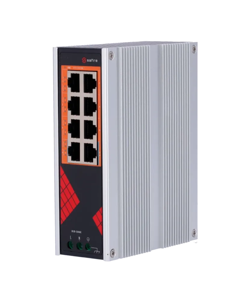 Safire Switch Industrial Alimentación AC 90~264V - 8 puertos Gigabit 1
