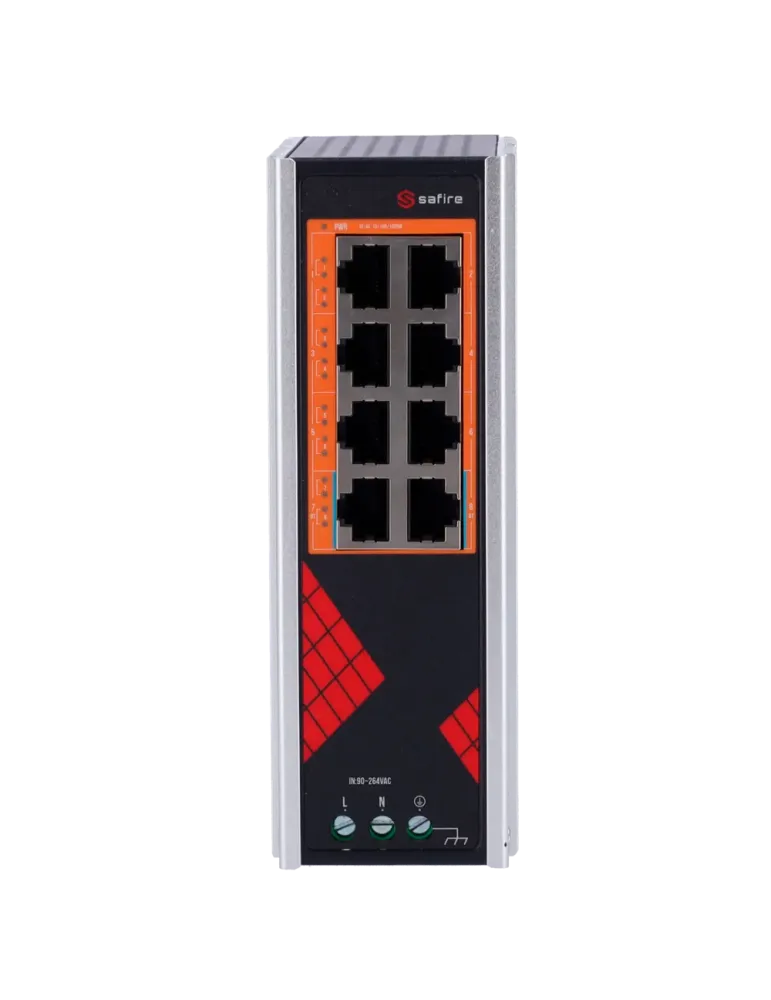Safire Switch Industrial Alimentación AC 90~264V - 8 puertos Gigabit 1