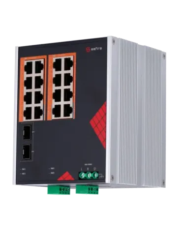 Safire Switch Industrial Alimentación AC y DC - 16 puertos Gigabit + 2