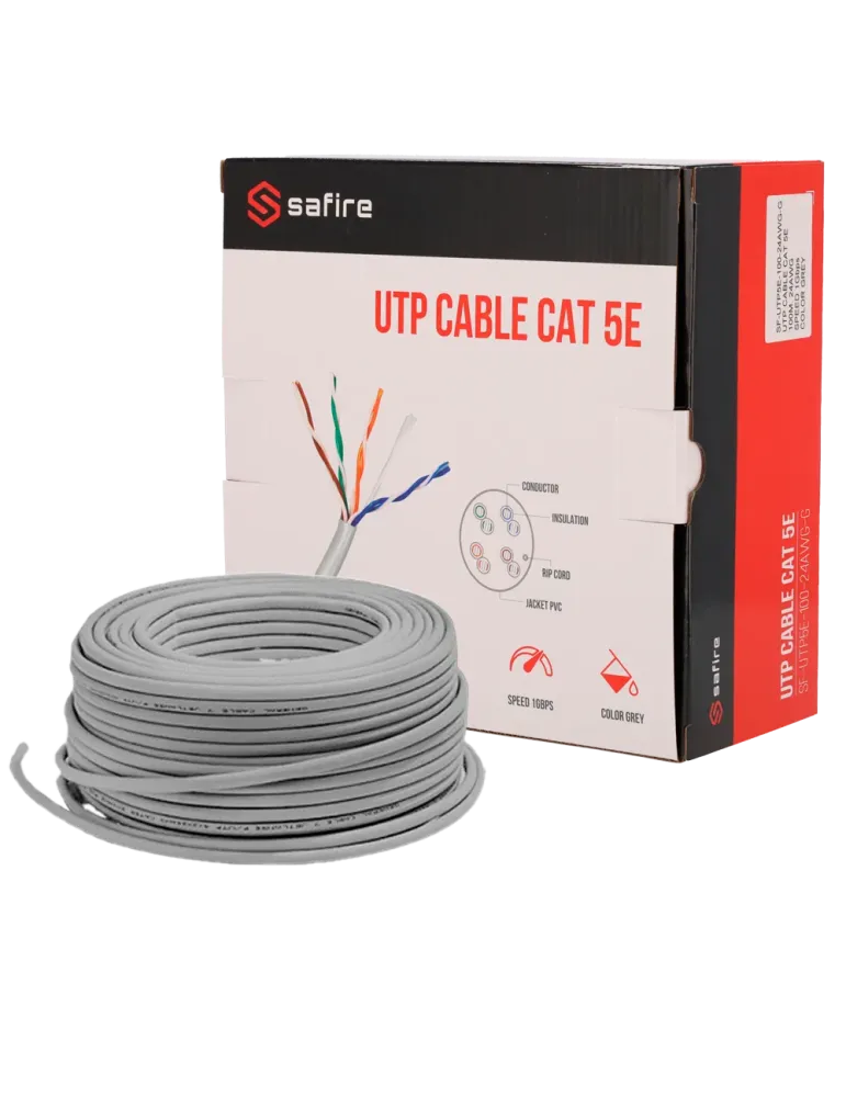 Safire Cable UTP categoría 5E - Conductor CCA - Diámetro 24 AWG-0,52mm