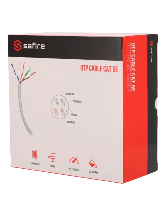 Safire Cable UTP categoría 5E - Conductor CCA - Diámetro 24 AWG-0,52mm