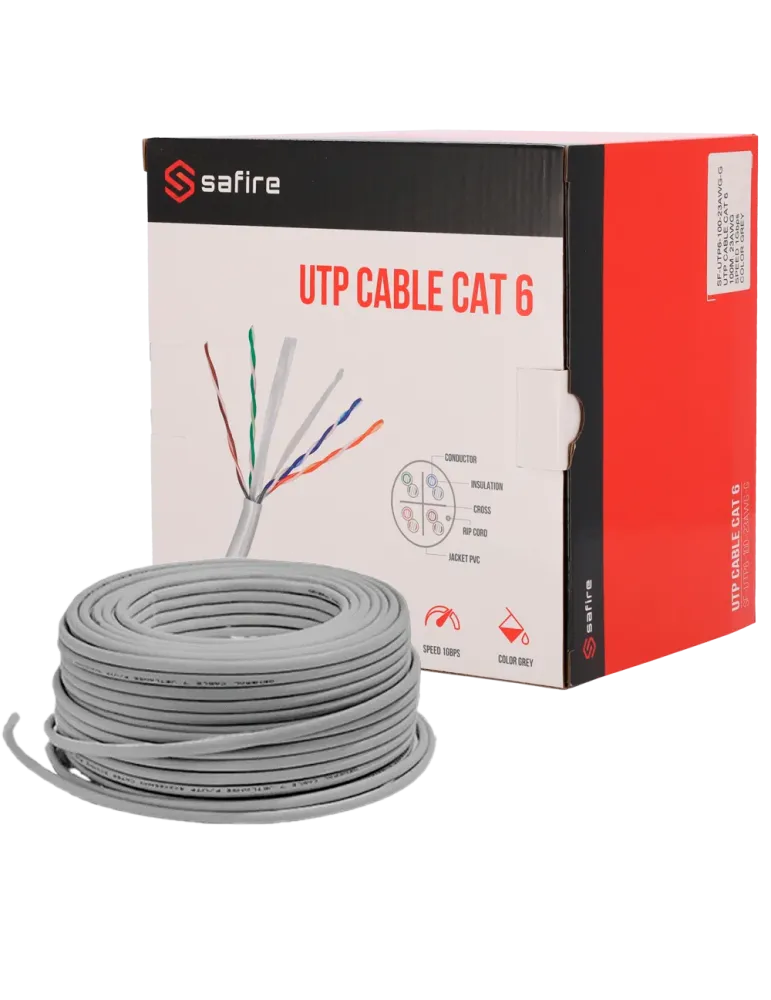 Safire Cable UTP categoría 6 - Conductor CCA - Diámetro 23 AWG-0,58mm